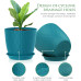 7 Inch Plastic Flower Pot Set – 5 Pack (Blue Green)