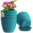 7 Inch Plastic Flower Pot Set – 5 Pack (Blue Green)