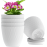 7 Inch Plastic Flower Pot Set – 5 Pack (White)